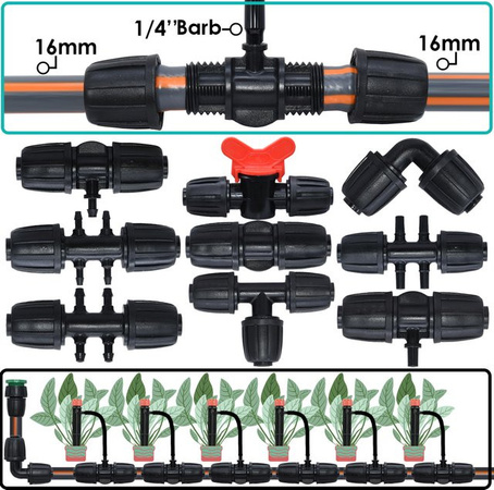 KESLA 5er Set PE Rohrverbinder T-Kupplung mit 1/2'' Gewindesperre für Gartenbewässerung und Tropfbewässerung