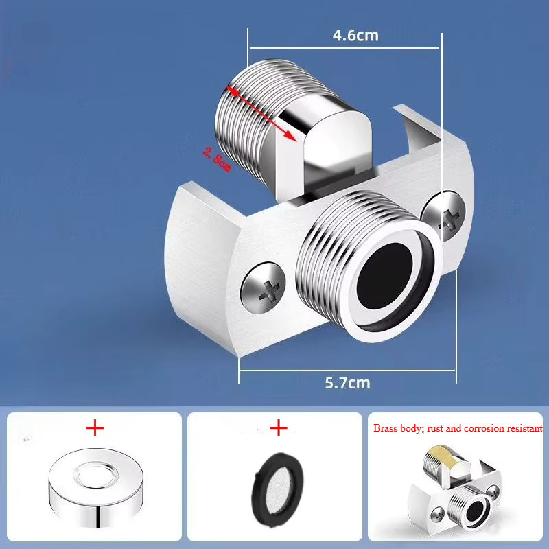 Verstellbarer Eckhahn-Adapter für Badezimmer mit 40-Grad-Winkel und exzentrischer Schraube, Farbe: Silber, Chrom-Optik - Bild 3