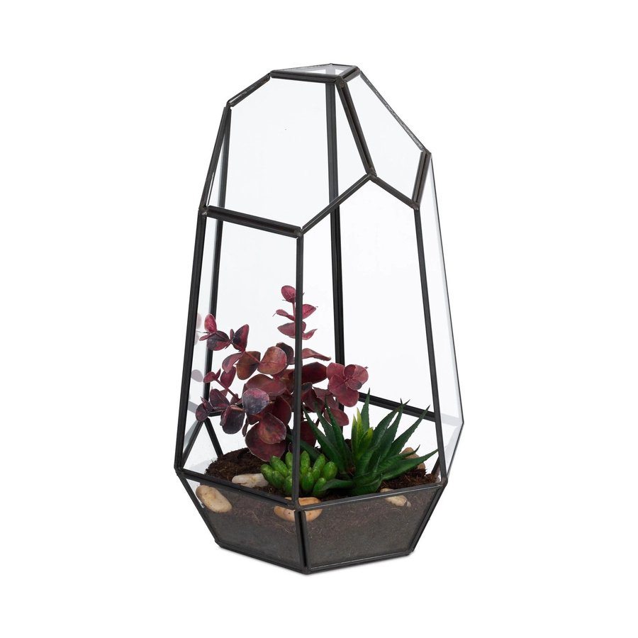 Relaxdays Pflanzenterrarium aus Glas in Schwarz mit geometrischer Form, B/T/H: 25 x 17 x 15 cm - Bild 2