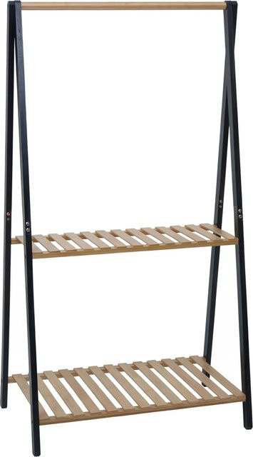 MCW Bambus Pflanzenregal Q32 mit 2 Ablagen und Aufhängungsstange, Badregal in Natur-Schwarz, B/T/H: 130 x 70 x 44 cm - Bild 1