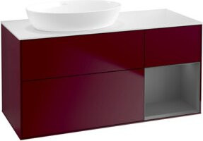 V&B Waschtischunterschrank Finion mit Wandbeleuchtung in Anthrazit lackiert, Breite: 120 cm - Bild 1