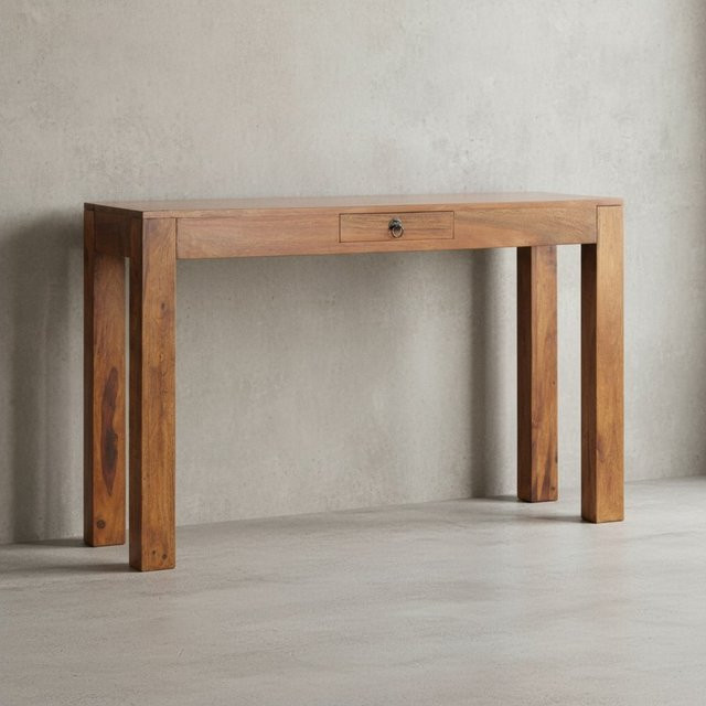 KADIMA DESIGN Konsolentisch NAKO aus Akazienholz und Sheesham Massivholz im Landhausstil, Braun, B: 120 cm, T: 40 cm, H: 70 cm - Bild 1