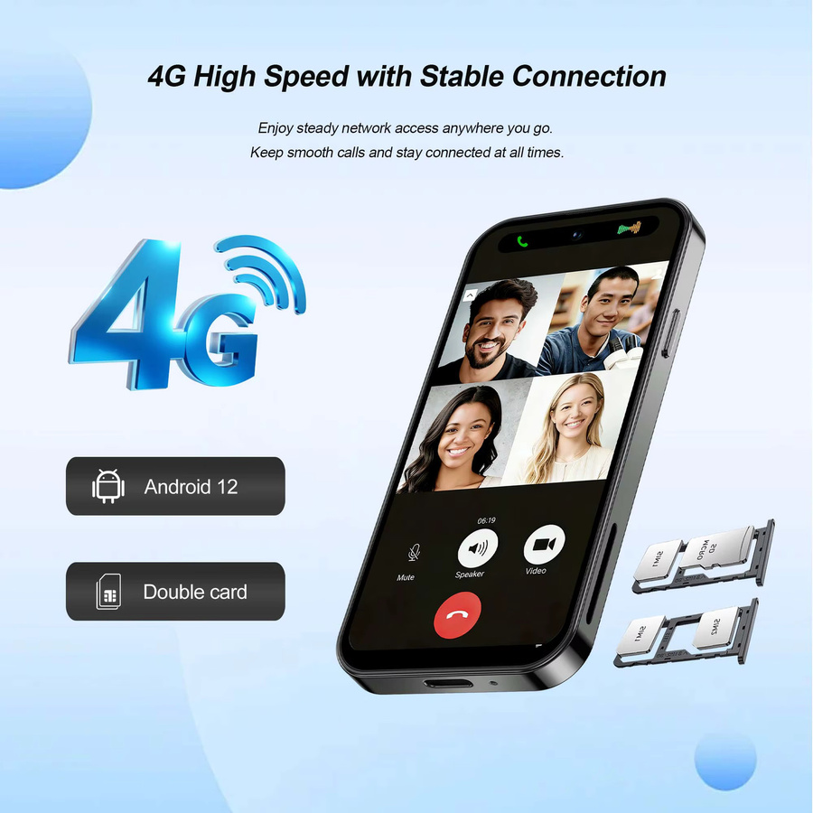 SERVO S16 MINI Smartphone in Gold mit 4,0 Zoll Display, Android 12, 4G LTE, 2 GB RAM und 64 GB ROM, Dual SIM und GPS - Bild 3
