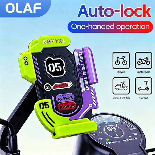 Olaf Handyhalterung für Fahrrad und Motorrad, verstellbare und rutschfeste Lenker-Halterung für GPS-Navigation, mehrfarbig - Bild 1