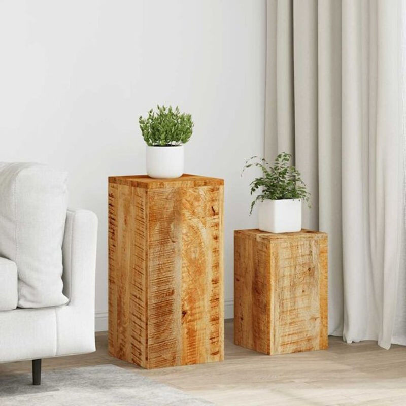 Set aus 2 Pflanzenständern aus Massivholz Mango in Braun von Vidaxl im klassischen und minimalistischen Design - Bild 1