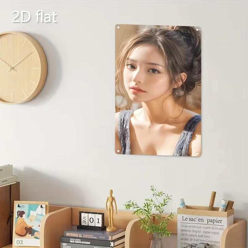 VITAHO Koreanisches Wandkunstschild aus Metall – Minimalistisches Porträt mit abstraktem Frauengesicht in Mehrfarben für dein Zuhause, Café oder Büro - Bild 4