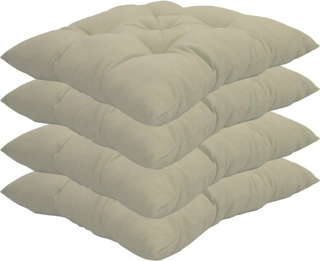 NYVI Genua Stuhlkissen 4er Set, gesteppt und UV-beständig, Farbe: Ecru, B/B: 38 x 38 cm - Bild 1