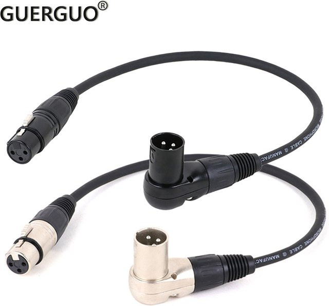 GuerGuo XLR-Mikrofon-Verlängerungskabel-Adapter, 90 Grad XLR-Stecker auf gerade XLR-Buchse, 3-poliger Mikrofonanschluss, Audiokabel, Farbe: Orange - Bild 1
