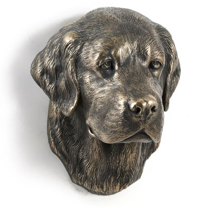 Art-Dog Golden Retriever Hundestatue als hängende Büste aus Kunstharz und Metall in Braun - Bild 2
