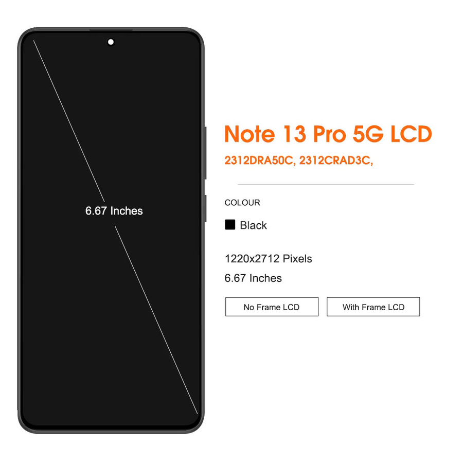 Xiaomi Redmi Note 13 Pro 5G LCD-Display Ersatz mit Digitalem Touchscreen-Modul in Schwarz - Bild 2