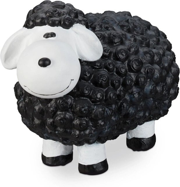 Wetterfeste Gartenfigur Schaf aus Keramik von Relaxdays in Schwarz, B/T/H: 33 x 24 x 44 cm - Bild 1