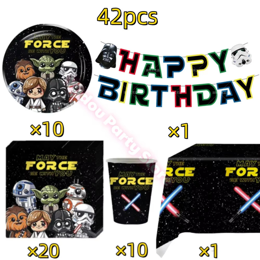 Hasbro Star Wars Geburtstagsparty-Dekorationen, Tassen, Teller, Servietten, Tortenaufsatz, Banner, Luftballons - Bild 2