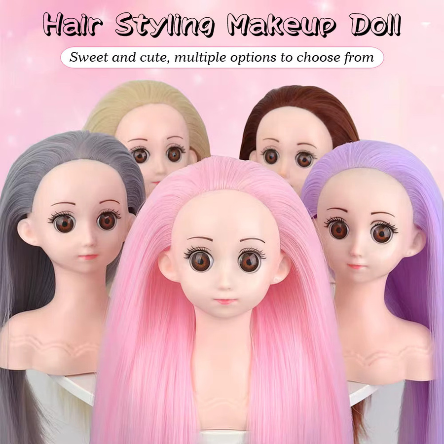 plussign Schaufensterpuppenkopf mit Haaren für Kosmetik-Training, Damen - Bild 2