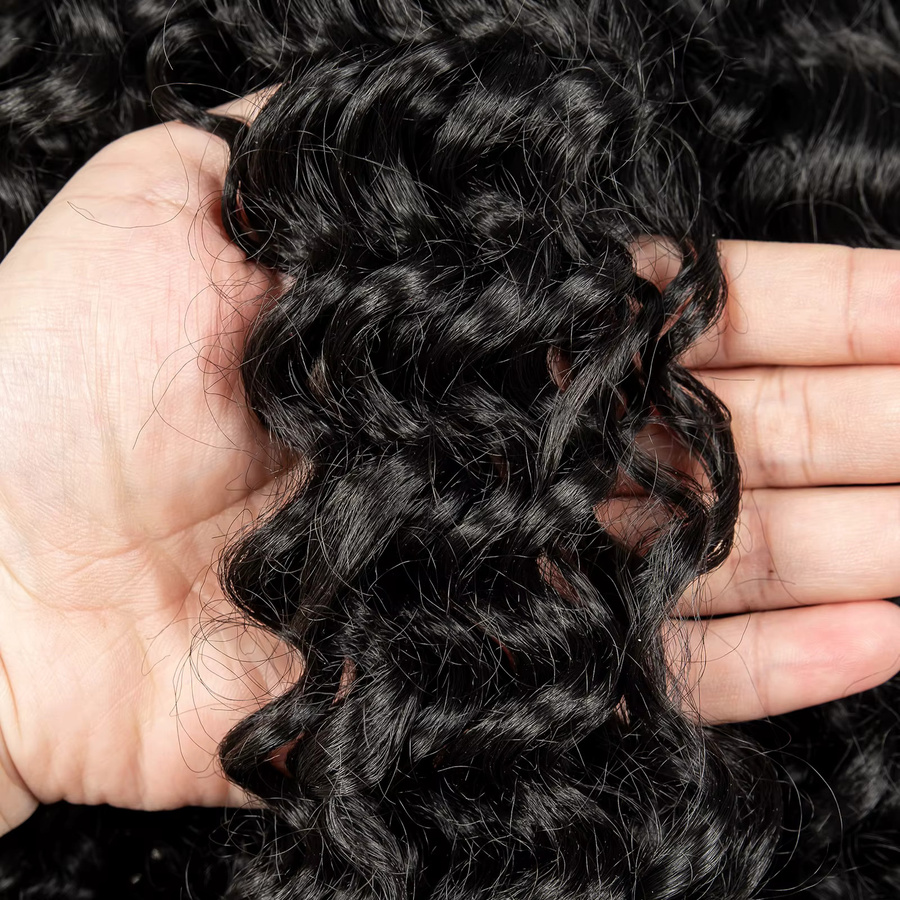 Utimate Deep Wave Kunsthaarperücke, Cornrow geflochtene Lockenperücke, 16 Zoll, Damen - Bild 5