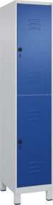 C+P Doppelstock-Spind Classic PLUS mit Füßen, 1 Abteil, Stahl, Grau/Blau, H x B x T: 195 x 40 x 50 cm - Bild 1