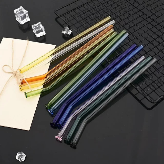10 Stück Glasstrohhalme aus Borosilikatglas in Transparent, wiederverwendbare Trinkhalme für Cocktails und Smoothies - Bild 1