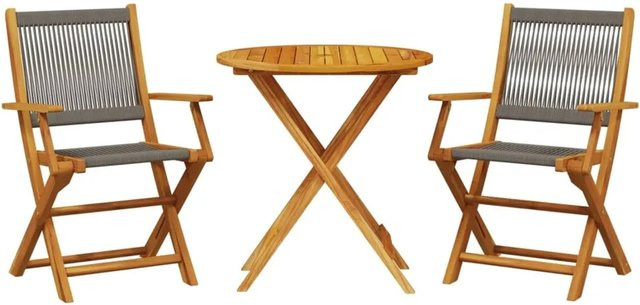 vidaXL 3-tlg Bistro-Set Modell 5 aus Polypropylen und Massivholz in Grau - Bild 1