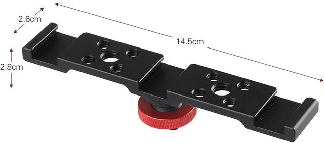Shoemst Aluminium Dreifach-Kaltschuh-Montageplatte in Schwarz für Kamera, Mikrofon und LED-Licht - Bild 1