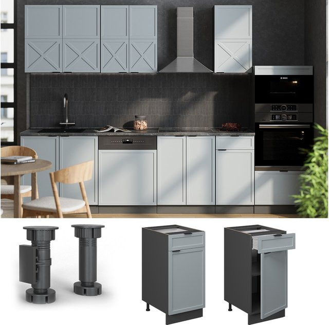 Vicco Schubunterschrank Fame-Line in Anthrazit und Hellblau-Grau mit einer Breite von 40 cm ohne Arbeitsplatte - Bild 1