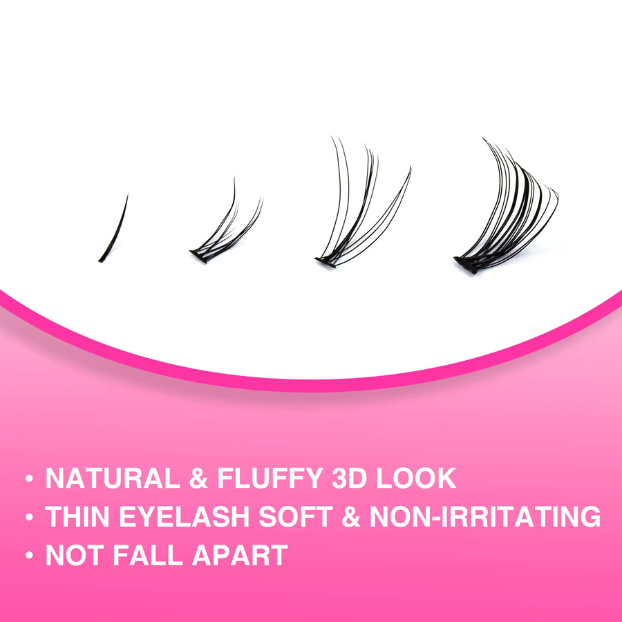 TDANCE DIY Cluster Wimpernverlängerungen, 4 Stile Mix, Himmelblau - Bild 3