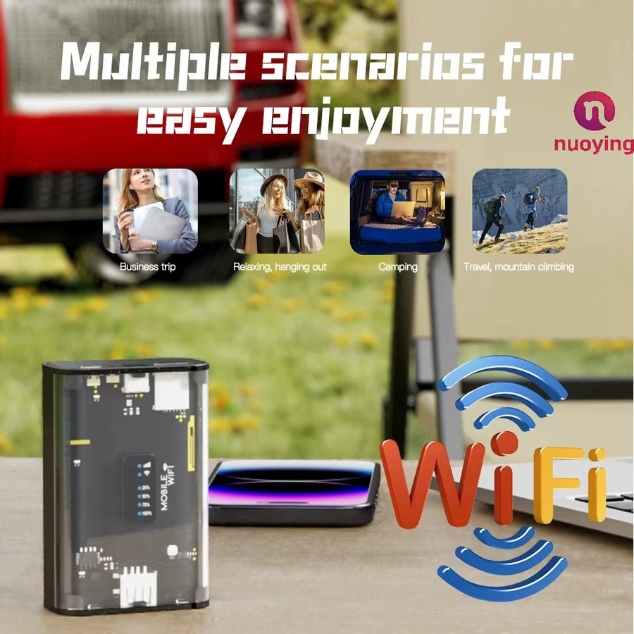 NUOYING Hochleistungs-Akku 4G WLAN-Router 300Mbps Tragbarer Outdoor-Hotspot-Adapter in Schwarz - Bild 4