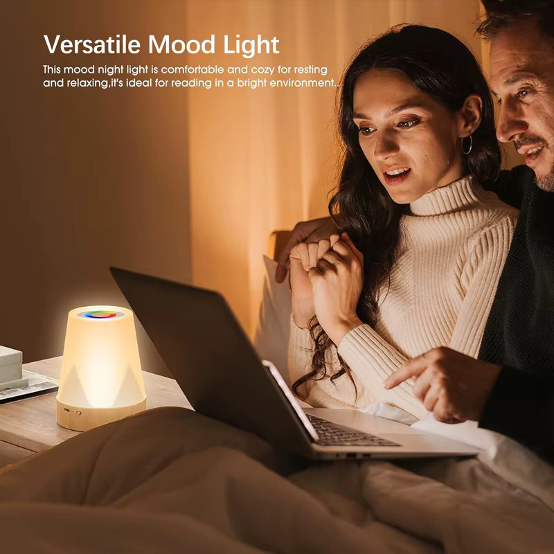 Shenzhi Tech Smart Nachtlicht mit RGB-Farbwechsel, Touch-Steuerung und Fernbedienung, Tischlampe mit Timer für Schlafzimmer und Wohnzimmer, Weiß/Mehrfarbig - Bild 3