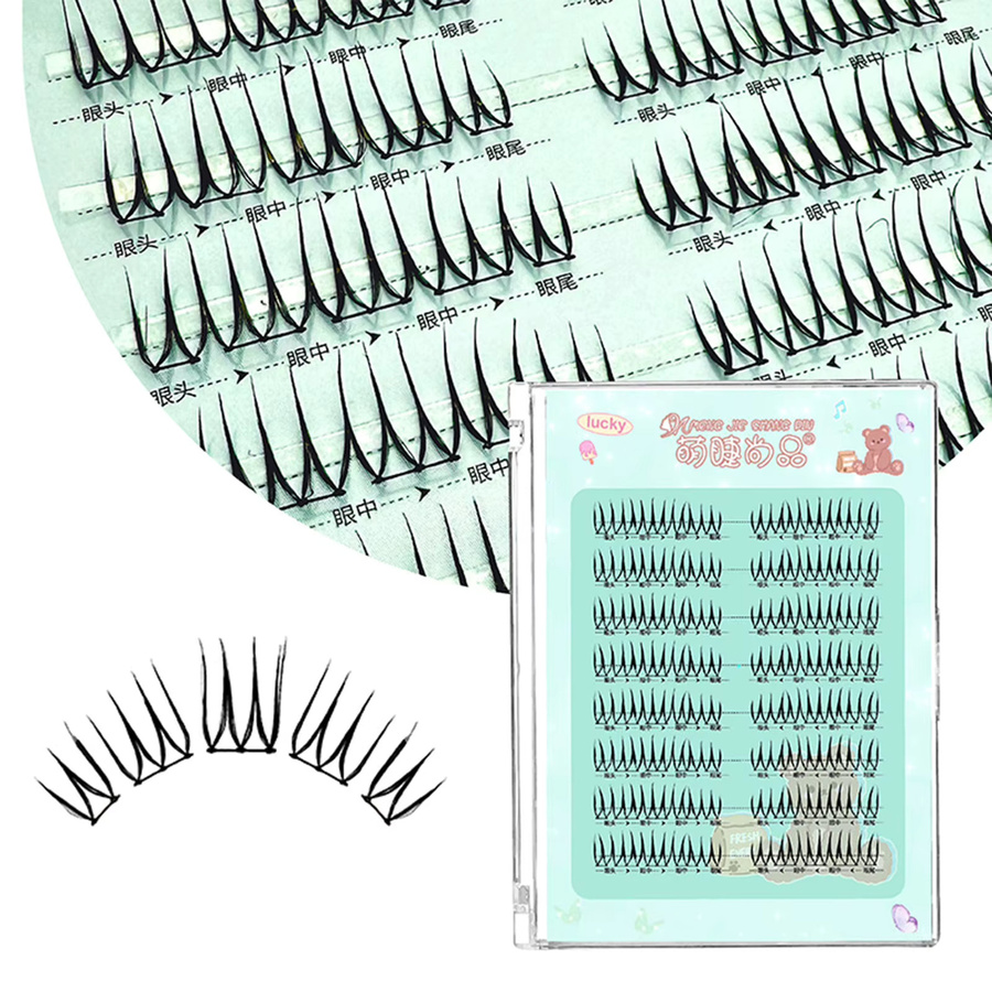 Cotremyp Künstliche Wimpernbüschel, 8 Reihen, C-Curl, 7-12mm, Unisex - Bild 2