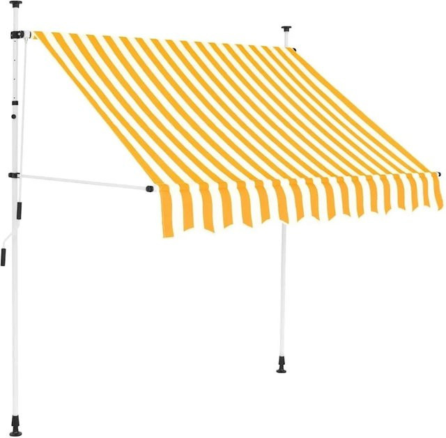 vidaXL Einziehbare Markise Handbetrieben Orange-Weiß Gestreift aus Polyester und Stahl B/H: 150 x 120 cm - Bild 1