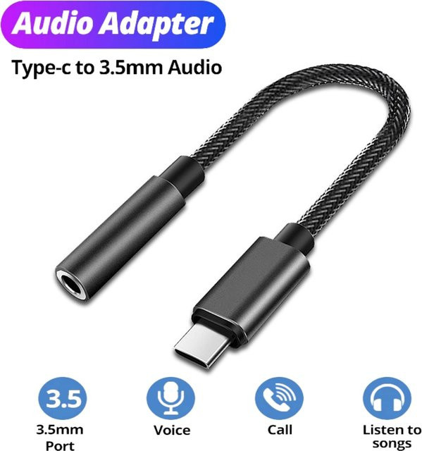 USB-C auf 3,5 mm Klinke Audio-Adapter in Schwarz für iPhone 15, Samsung Galaxy und andere USB-C Geräte - Bild 1