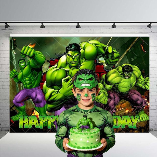 Potdemiel Marvel Hulk Fotografie-Hintergrund aus Vinyl für Kindergeburtstage und Studioaufnahmen, Multicolor, Breite: 90 cm, Höhe: 60 cm - Bild 1