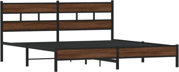 vidaXL Metallbett in Eiche Braun ohne Matratze B/T/H: 193 x 203 x 91,5 cm
