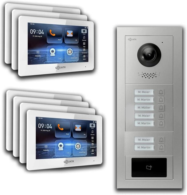 Goliath 2 Draht BUS Video Türsprechstelle mit 7 Zoll Display in Weiß und Silber, Unterputz-Installation mit RFID und App-Steuerung - Bild 1