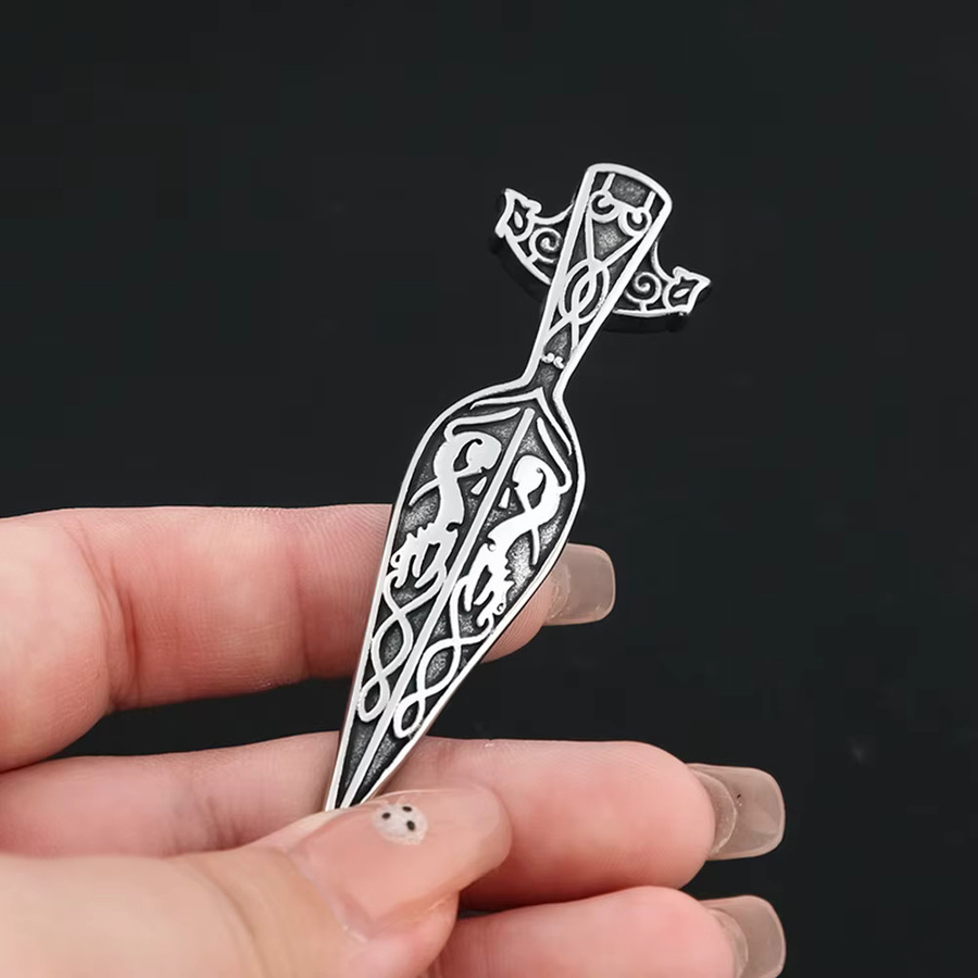 NORTHMAN Halskette, Edelstahl, Silber, Viking Schwert Speer Anhänger, Unisex - Bild 3