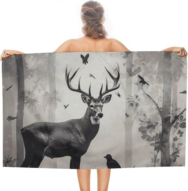 JMG Household Supplies Strandtuch aus Mikrofaser in Schwarz-Weiß kariert, schnell trocknend und ultra saugfähig, B/H: 100 x 50 cm - Bild 1