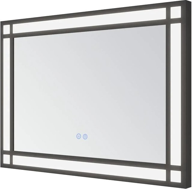 Aquabatos LED Badspiegel mit Spiegelheizung und Dimmfunktion, Schwarz, B: 70 cm, H: 50 cm - Bild 1