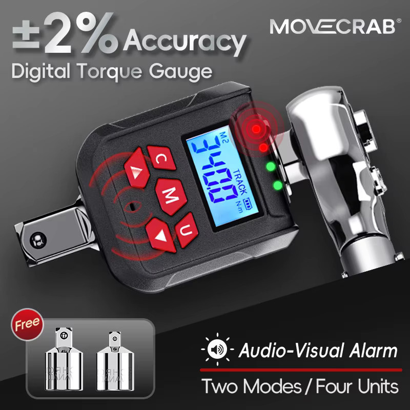 MoveCrab Digitaler Drehmomentadapter-Kit in Schwarz mit 1/2 Zoll Antrieb, 10-400 Nm Drehmomentbereich und 500 Speicherplätzen - Bild 2