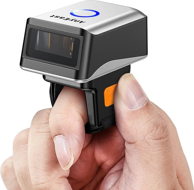 Eyoyo Bluetooth Ring Scanner Wireless Mini Finger Barcode Leser 2D für Android iOS und PC in Schwarz - Bild 1