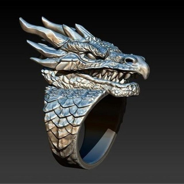 xiangfeng Herren-Drachenring, Titan, Schwarz, Unisex - Bild 1