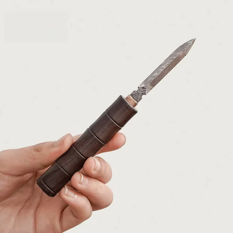 Ebenholz-Damast-Teemesser aus Massivholz in Braun für dein Kung-Fu-Tee-Set und Pu'er-Tee - Bild 3