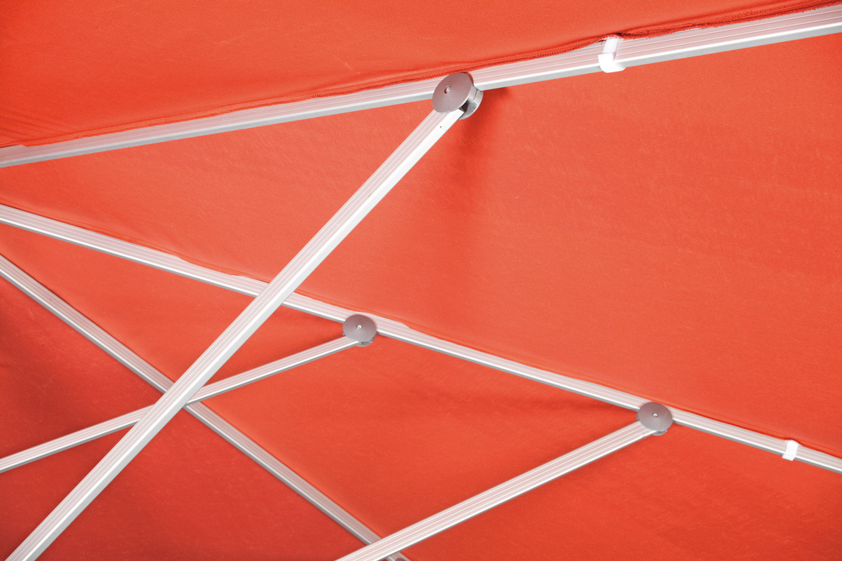 Doppler Sonnenschirm Telestar in Terracotta mit Volant und Windventil, B/T: 400 x 400 cm - Bild 1