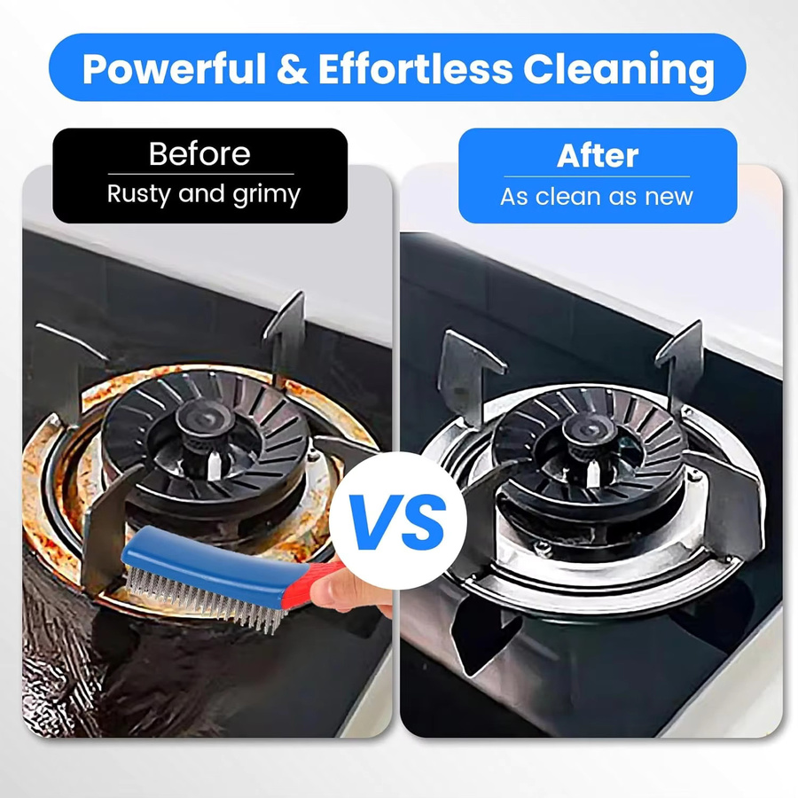 SI FANG Edelstahl-Drahtbürsten Set mit Kunststoffgriff zur Rost-, Schmutz- und Farbentfernung, 2 oder 3 Stück - Bild 4