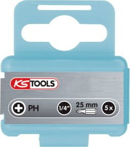 KS Tools Kreuzschlitz-Bit Phillips PH 1, 1/4 Zoll (6,3 mm) Antrieb, Edelstahl, 5er Pack - Bild 1