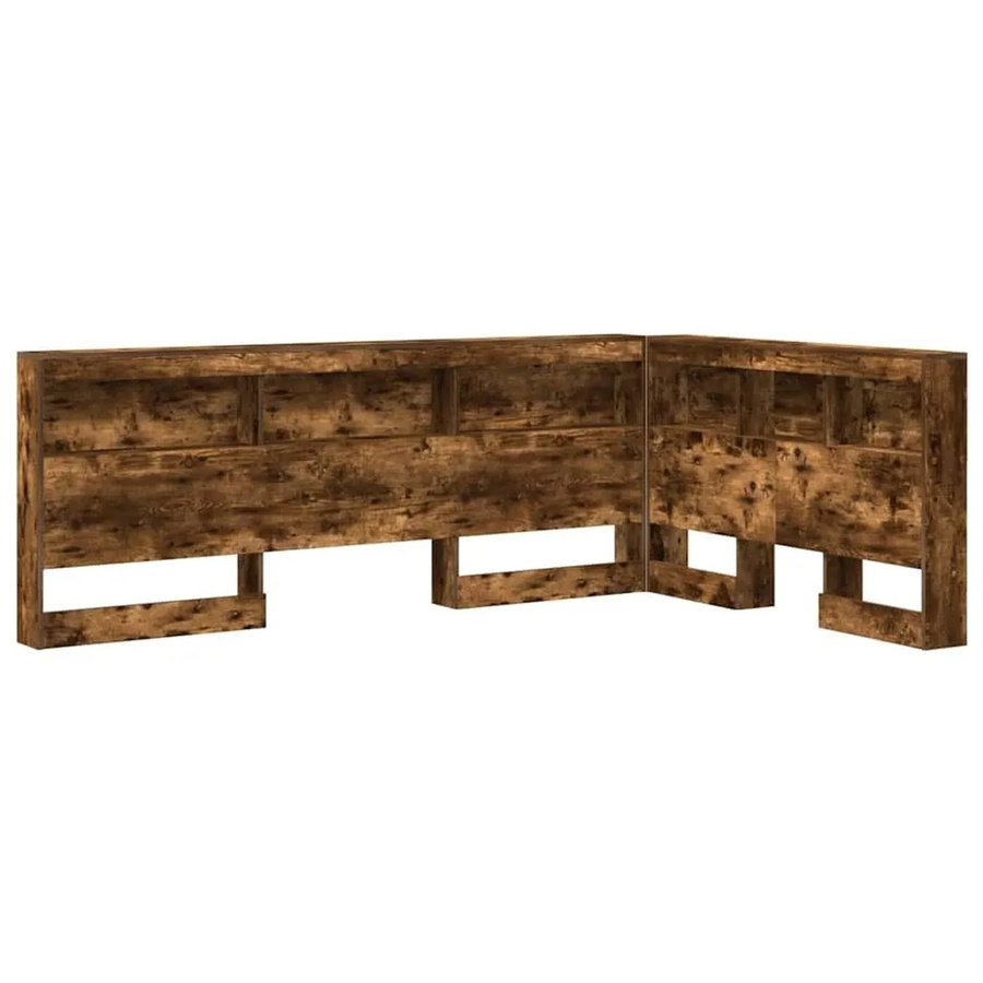 vidaXL Aufbewahrungskopfteil in Raucheiche mit integriertem Regal und USB-Ladeport, Breite: 120 cm, Höhe: 76,5 cm, Tiefe: 76,5 cm - Bild 2