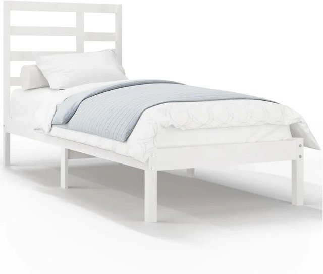 vidaXL Massivholzbett aus Kiefernholz in Weiß, modern gestaltet für Kinder, B/T/H: 90 x 200 x 104 cm - Bild 1