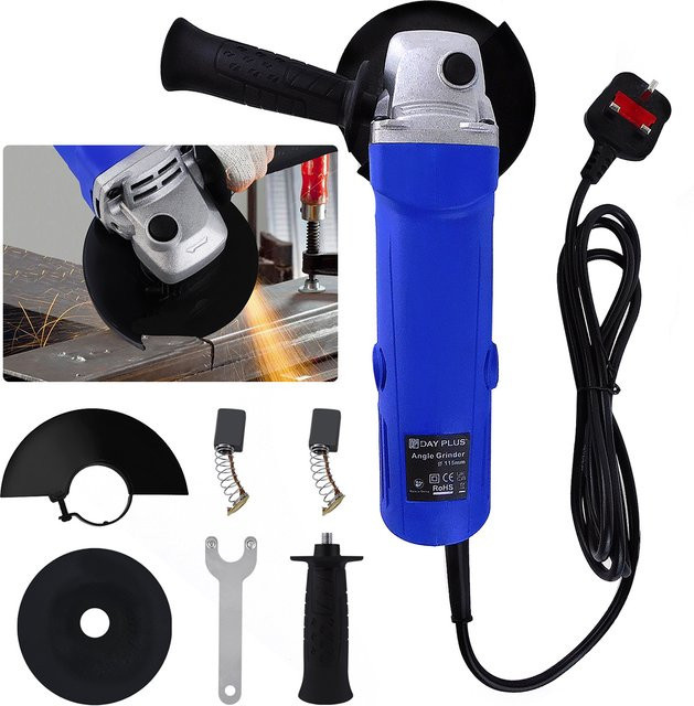 Qimu Elektrischer Winkelschleifer Blau, 2000W, 115mm Scheibe, 12000 U/min mit Zusatzgriff und Schleifscheibe für Metall - Bild 1