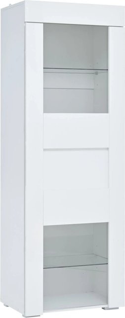 okwish Vitrine in Weiß mit Glastüren, LED-Beleuchtung und Regalböden für dein Wohnzimmer, B/T/H: 60 x 40 x 170 cm - Bild 1