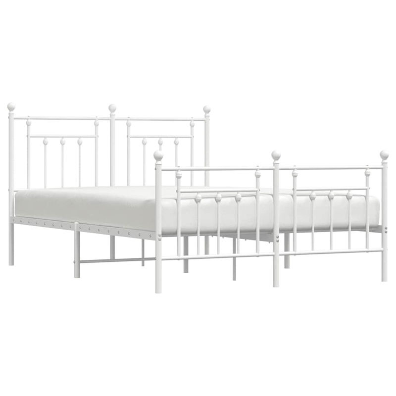 Vidaxl Metall-Bettgestell mit Kopfteil und Fußteil in Weiß, B/T/H: 150 x 200 cm - Bild 2