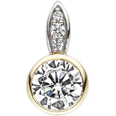 Colfem Anhänger 375 Gelbgold, bicolor, 4 Zirkonia - Bild 1