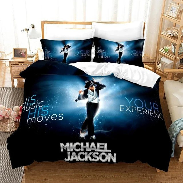 Michael Jackson Bettwäsche-Set mit 3D-Druck in Schwarz, bestehend aus Bettbezug und Kissenbezug, B/H: 210 x 210 cm - Bild 1