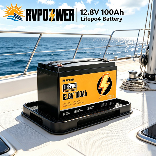 RVPOZWER LiFePO4-Batterie 12,8V 100Ah mit 1280Wh, Lithium-Eisenphosphat-Speicherbatterie mit integrierter Schutzplatine und 15000 Deep-Cycle-Zyklen - Bild 1